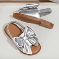 thumbnail image 7 of kpoplk Toddler/Little Kid Girls Dress Cross Strappy Open Toe Sandals Casual Flat Sandals with Ankle Strap(Silver,9.5), 7 of 7