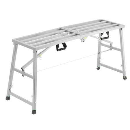 KFFKFF Adjustable Work Platform with 4 Height Settings, Folding Steel Step Ladder, Portable Scaffolding, 800 lb Capacity, Non-Slip Feet, Ideal for Painting, Cleaning, and Maintenance Tasks