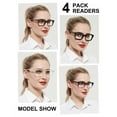 thumbnail image 2 of 4 Pack Woman 2.5 Readers Square Reading Glasses 1.00 1.50 2.00 2.50 3.00 3.50 Comfortable Ladies Reader 250, Nifty Spring Hinges and Acrylic Lens, Anti Glare, Relieve Eyestrain, 2 of 6