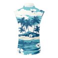 thumbnail image 5 of Hogleaql Mens Button Down Shirt Vest Sleeveless Hawaiian Tshirt Tropical Graphic Lounge Trendy Summer Beach Outfits Dark Blue M, 5 of 6