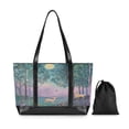 thumbnail image 7 of FORMRS Canvas Laptop Tote Bag for Women with 15.6" Computer Compartments Shoulder Handbag, Purple Forest Scene, 7 of 7