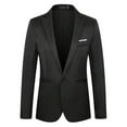 thumbnail image 2 of MNCEKFOD Slim Fit One Button Tuxedo Blazers Business Suits Wedding Party Homecoming Suits Black L, 2 of 4