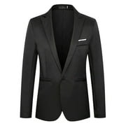 Pedort Mens Sport Coat Blazer Business Casual Regular Suit Jacket Black,M