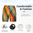 thumbnail image 6 of Picia Abstract Watercolors Tartan pattern Mens Swim Trunks with Compression Liner Stretch Beach Shorts Quick Dry with Zipper Pockets No-Chafing Board Shorts-Medium, 6 of 9