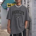 thumbnail image 2 of Men Summer Tops Men Summer Large Loose Fit T Shirt Top Casual Fashion Basic Street Wear Grey 3XL, 2 of 5