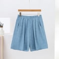 thumbnail image 2 of Admvng Women's Plus Size Shorts Solid Elastic Waist Office Shorts with Pockects, 2 of 6