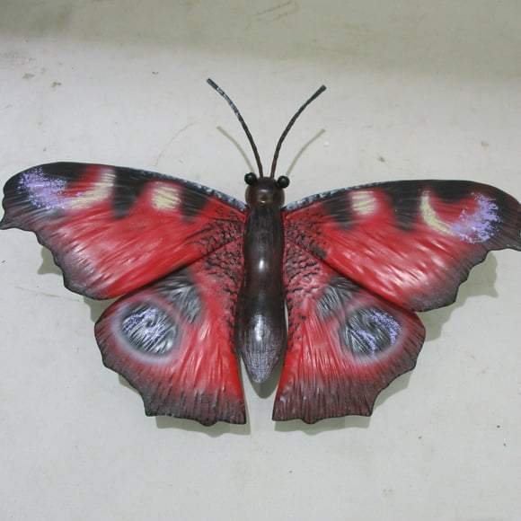 Red With Blue Metal Butterfly Wall Decor