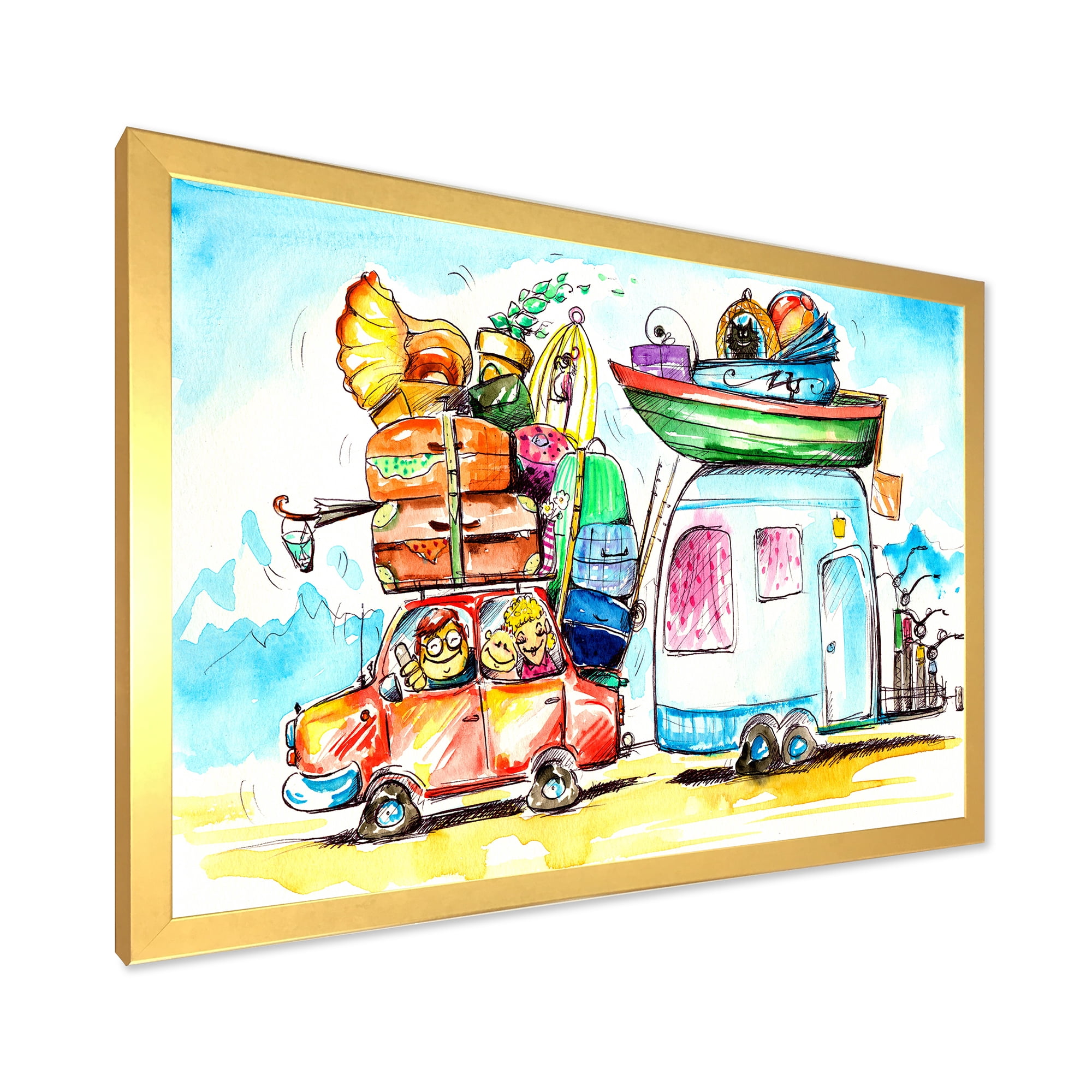 Designart 'Caravans With Family Travel' Farmhouse Framed Art Print