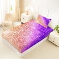 thumbnail image 4 of jejeloiu Purple Orange Sparkling Print Twin Sheet Sets Kids,Multicolor Aesthetic Art Bedding For Girls,3pcs, 4 of 6