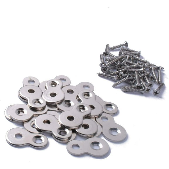 Figure 8 Table Top Fasteners with Screws Pack of 40 ，Heavy Duty 12 Gauge Steel Table Top Connector Desk Top Fasteners Clip Silver, Wall Mount, Corner Mount