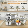 thumbnail image 5 of Walchoice Mixing Bowls Set of 7, Stainless Steel Prep Bowls with Airtight Clear Lids, Metal Nesting Salad Bowls for Cooking Serving Storing, Dishwasher Safe, 4.6/ 3.5/ 2.6/ 2/ 1.5/ 1/ 0.7 QT - Khaki, 5 of 7
