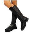 thumbnail image 5 of hopeusnice Side Zipper Low Heel Knee High Boot Round Toe Sole Riding Style Winter Boot Black 36, 5 of 9