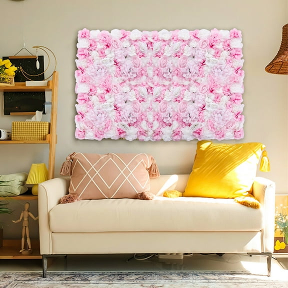 FETCOI 6 Pcs Artificial Silk Flower Wall Panel Wedding Party Venue Backdrop Decoration