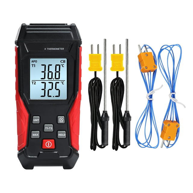 Digital Thermocouple-Thermometer Dual Channel K Type Thermometer(-328-2501℉) LCD Display Temperature-Tester for K Type