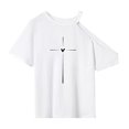 thumbnail image 1 of Camiseta de mujer con cuello redondo, trajes, disfraz, top de manga corta para viaje de oficina S, 1 of 7