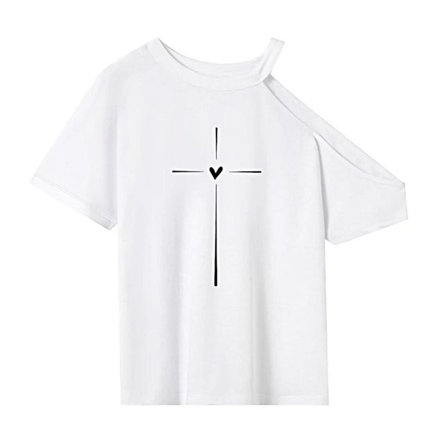 Camiseta de mujer con cuello redondo, trajes, disfraz, top de manga corta para viaje de oficina S