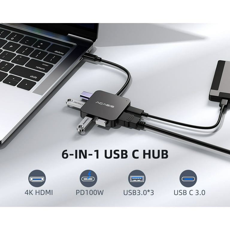 ACASIS Hub USB alimentado, concentrador de datos USB 3.0 de 10 puertos,  interruptores individuales de encendido/apagado, adaptador de corriente de