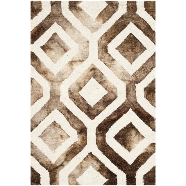 Safavieh Dip Dye Collection DDY679L Handmade Geometric Watercolor Ivory and Chocolate Wool Area Rug (5' x 8')