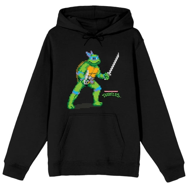 Teenage Mutant Ninja Turtles Leonardo Pixelated Design Black Hoodie