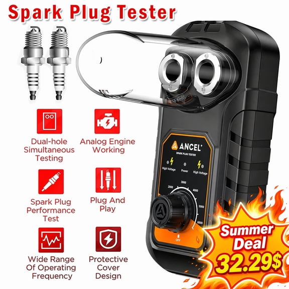 ANCEL Car Spark Plug Tester, Dual Holes Test Spark Plug Tool Diagnostic Ignition Tester Vehicle Motorcycle
