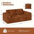 thumbnail image 4 of Hawsaiy 75" Corduroy Loveseat Sofa with Wide Armrests & Removable Pillows, No Assembly Foam Couch, Vacuum Packed, High-Density Support,Brown, 4 of 13