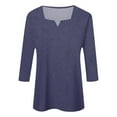 thumbnail image 1 of MHFRRA Camisas de Manga 3/4 para Mujer, Blusas de Verano con Cuello Cuadrado y Bloques de Color, Blusas Elegantes e Informales para Mujer Púrpura, 1 of 3