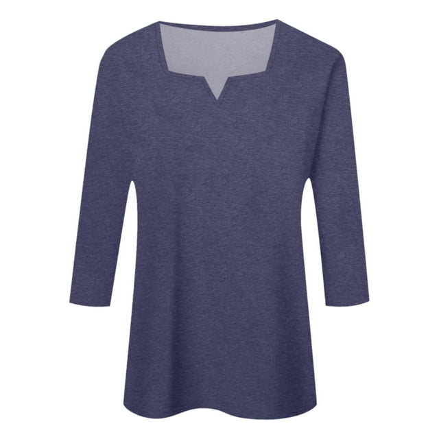 Women's 3/4 Sleeve Square Neck Top - Color Block, Dressy Casual, Perfect for Spring and Summer