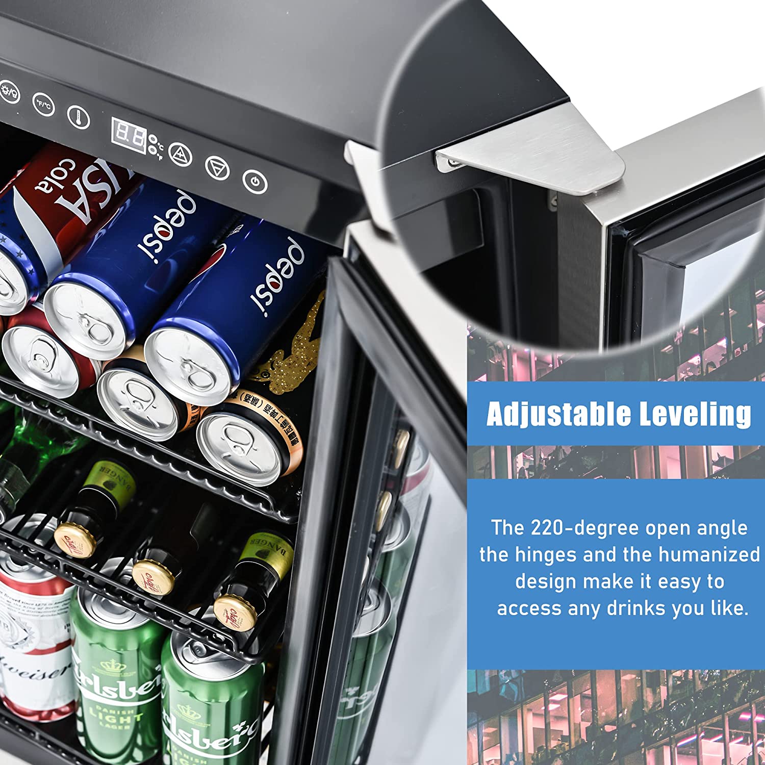 15" Wine Cooler Cabinet Beverage Refrigerator Double Glass LED, Freestanding / Built-in, Kitchen/Bar /office - image 5 of 9