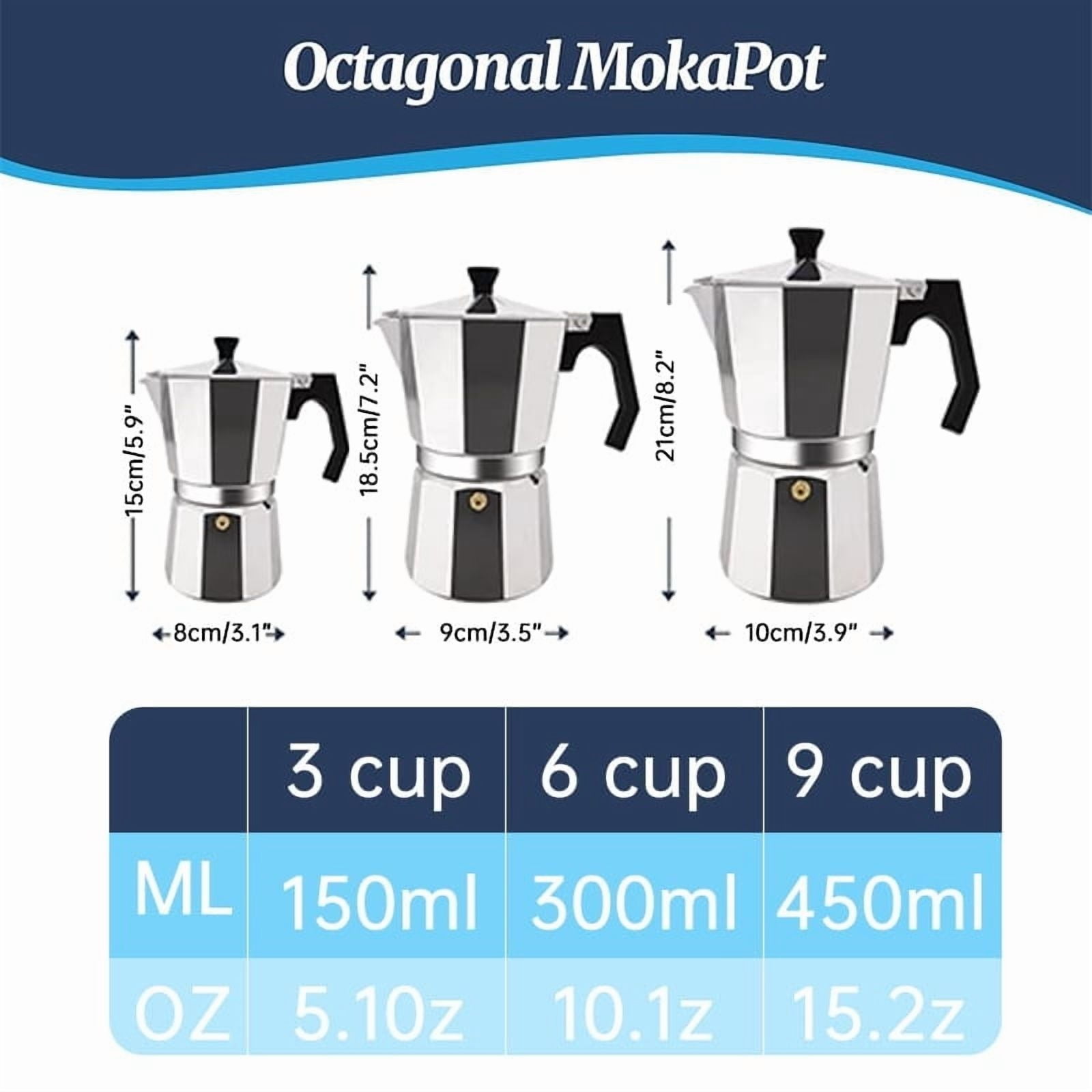 Italian Octagonal Mocha Pot – Elegant Coffee Maker for Traditional Brewing, Perfect for Home or Gifting to Coffee Lovers