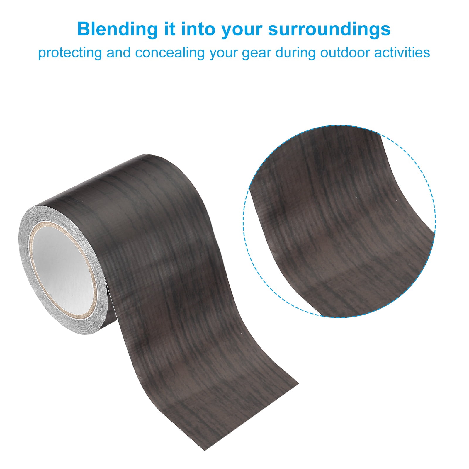 Uxcell 1 Set PE Wood Grain Repair Tape 2.2" x 14.99' Self-Adhesive Wood Grain Repair Tape with Scraper Black Wood Grain