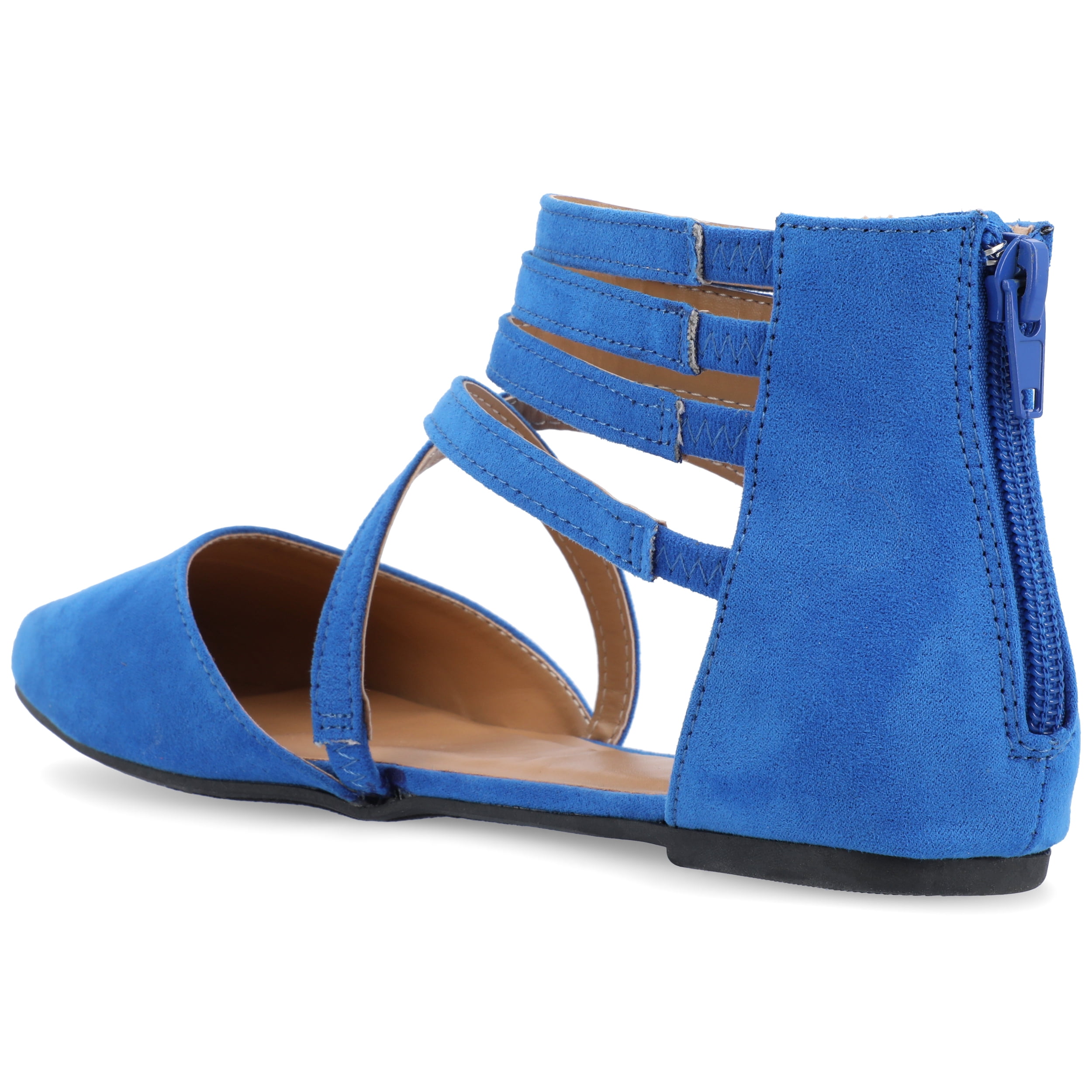 Journee Womens Marlee Back Heel Zip Pointed Toe Cage Flats