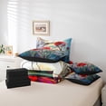 thumbnail image 4 of Ensemble de Literie 7 Pcs Coquelicot Rouge Format Double, Jardin Rustique Fleurs Rouges Libellule Lit Tout-en-un pour Jeunes, Ensemble de Couette Patchwork Style Vitrail Artistique avec Draps, Housses d'Oreiller, 4 of 5