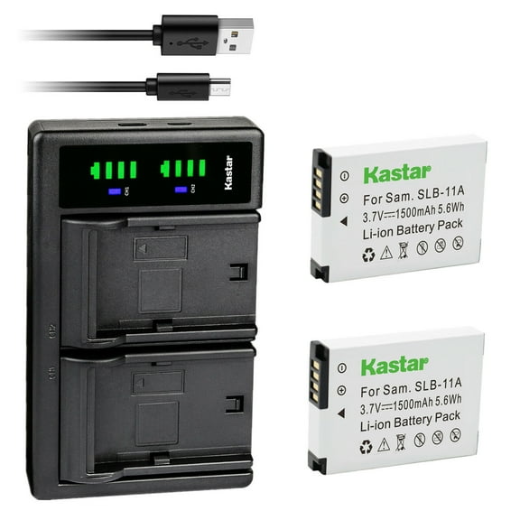 Kastar 2-Pack Battery and LTD2 USB Charger Replacement for Samsung SLB-11A SLB11A Battery, Samsung CL65, CL80, EX1, HZ25W, HZ30W, HZ35W, HZ50W, ST1000, ST5000, ST5500, TL240, TL320 Digital Camera
