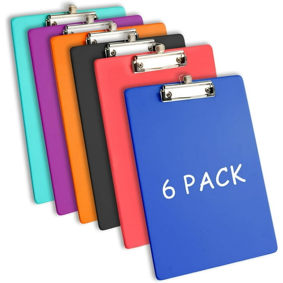 Clipboards with Pen Holder, Clip Boards Plastic Standard A4 Letter Size Holds 100 Sheets 8.5x11 Inch Papers 6 Pack