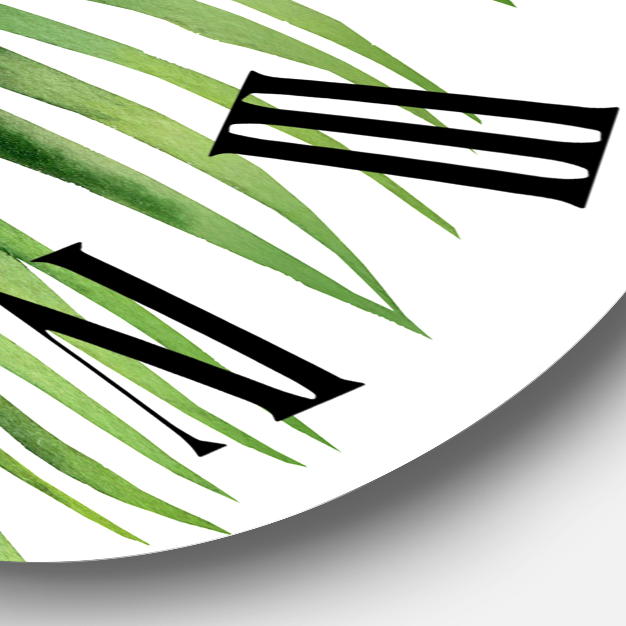 Designart 'Detail Tropical Palm Branches' Tropical Wall Clock