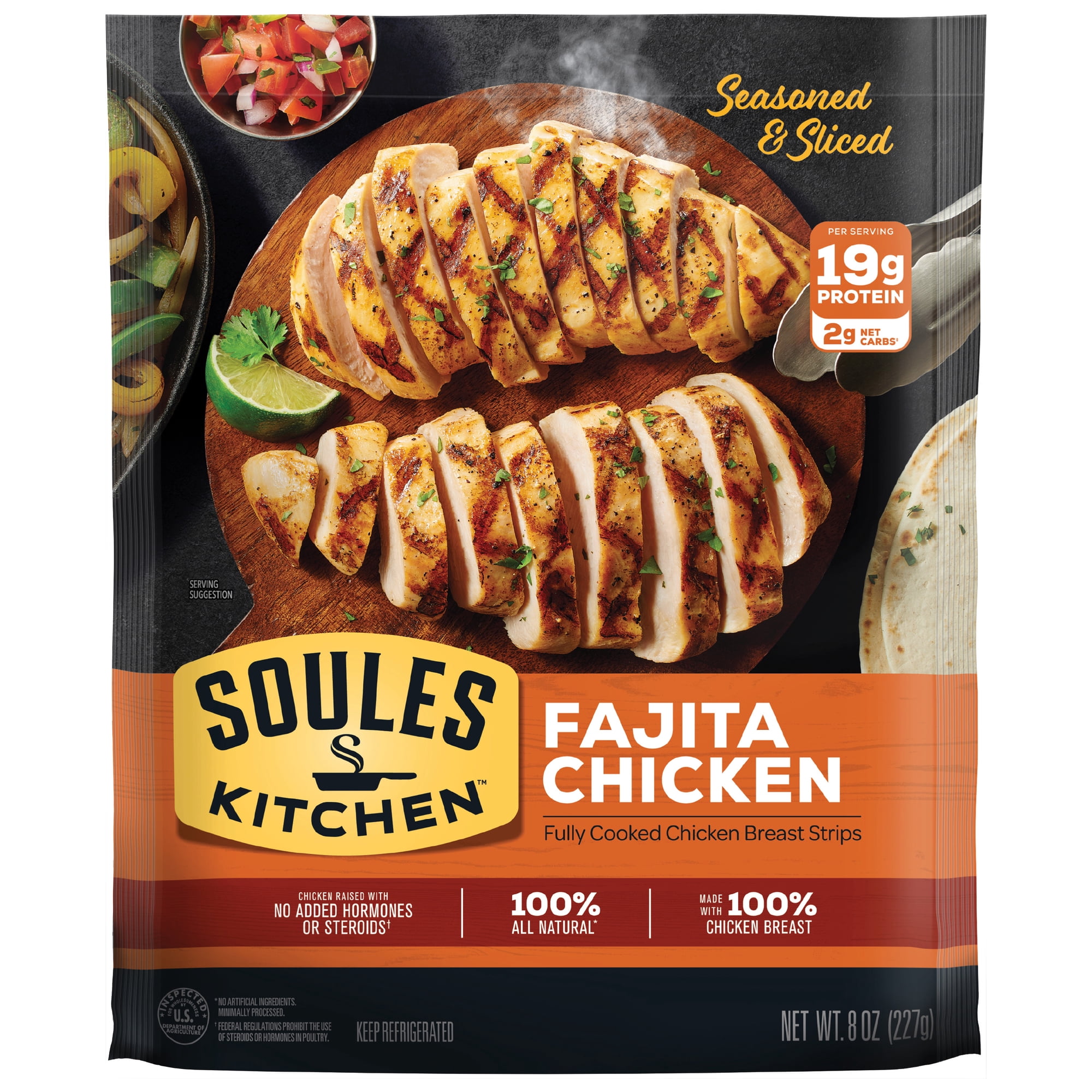Soules Kitchen Fajita Chicken, 8 oz, Refrigerated, Fully Cooked, No Hormones, Gluten-Free