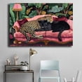 thumbnail image 5 of Mudket Framed Leopard on Pink Couch Canvas Wall Art, Jungle Animal Print Wall Decor for Living Room, Trendy Leopard Wall Art, Ready to Hang - 12"L x 8"W, 5 of 10