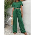 thumbnail image 2 of EASYBRA Womens Pants Suit Solid Color Casual Wear Organic Cotton Blend Two Piece Outfit Three Quarter Sleeve Long Pants S-XXL, 2 of 4