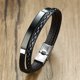 thumbnail image 1 of Pulseras de cuero multicapa Vnox para hombres y mujeres, brazalete personalizado informal de acero inoxidable con grabado personalizable Tan Jianjun unisex, 1 of 2