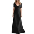 thumbnail image 4 of UPPADA Women's Wedding Guest Evening Party Maxi Dress Plus Size Cocktail Dresses V Neck A-Line Elastic High Waist Dress Pleated Chiffon Maxi Plus Size Formal Dresses Black,XXXXXL, 4 of 6