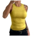 thumbnail image 1 of MIASHUI Women Tank Top Sleeveless Ribbed Basic Shirt Summer Casual Going Out Clothes,Yellow,S, 1 of 4