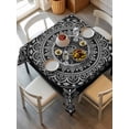 thumbnail image 6 of Black Boho Table Cloth, Retro Farmhouse Neutral Abstract Geometric Waterproof Tablecloth for Square Tables, Reusable Washable Fabric Table Cover for Restaurant Kitchen Dining Tables 54"x54", 6 of 6