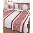 thumbnail image 3 of Quilts Twin XL Size, Red Striped Soft Comforter Bedding Set for Bed, Farmhouse Thin Vertical Stripes Modern Lightweight Quilted Bedspread with Pillow Cover(2 Pieces) for All Season, 68x98 Inch, 3 of 9