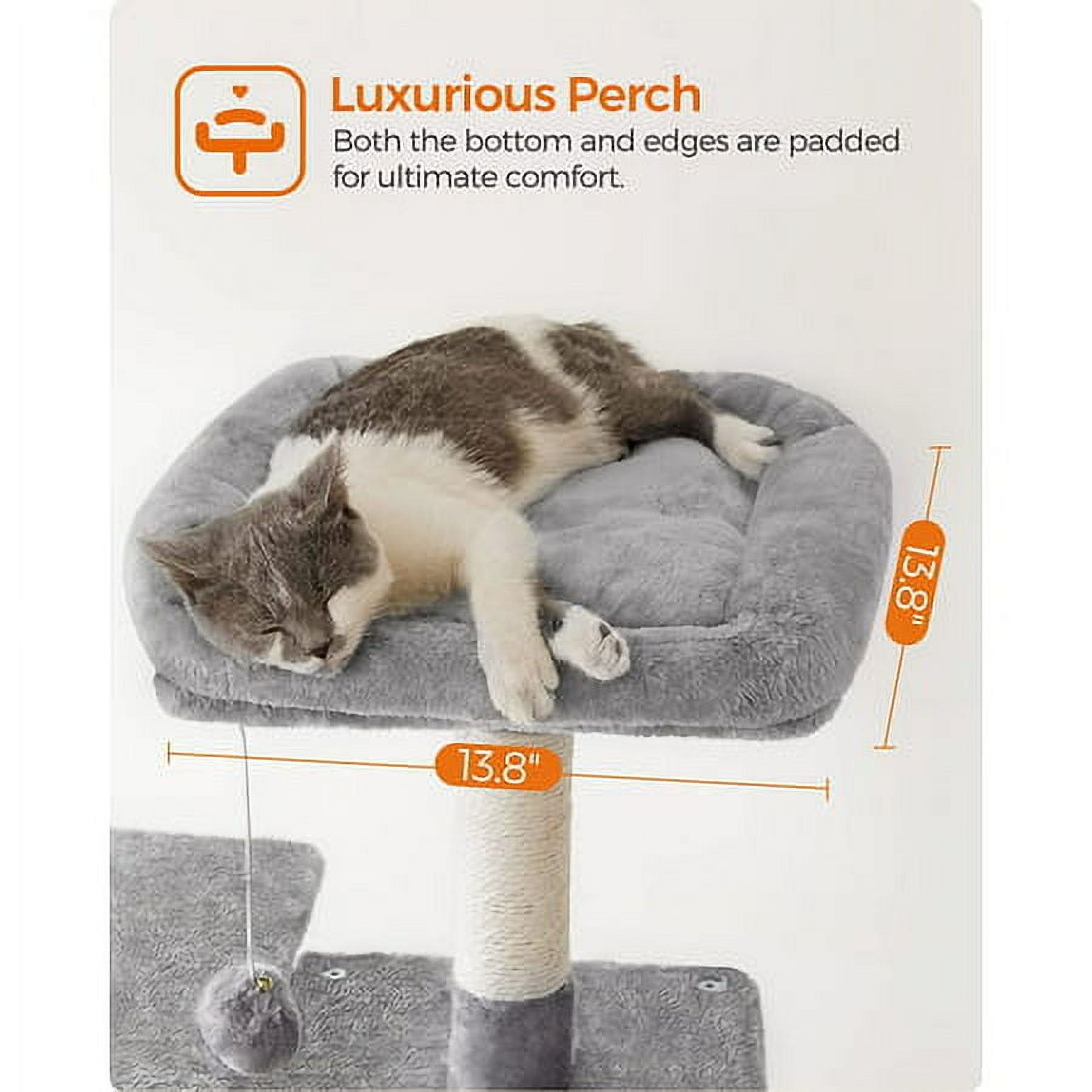 56.3'' Cat Tree Tower for Indoor Cats ,Multi-Level Cat Condo Cat Furniture with Scratching Posts, Perches, Hammock, Cave ,Light Gray