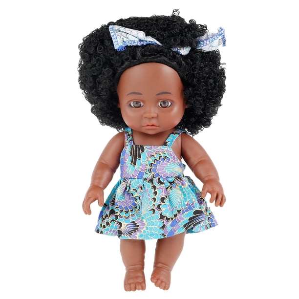 Muyoka Muñecas negras de 25 cm, muñeca de piel negra africana, juguete de simulación de silicona, muñeca negra de juguete con ropa y horquilla, muñeca negra realista para niña, juguete para regalo Muyoka Hogar