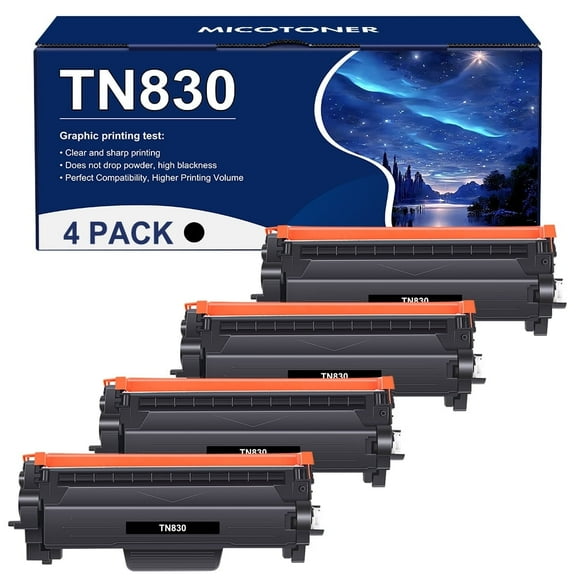 TN830 𝗧𝗡𝟴𝟯𝟬𝗫𝗟 Toner Cartridge Compatible for Brother TN830 TN-830 TN830XL to use with HL-L2460DW DCP-L2640DW HL-L2405W HL-L2400D HL-L2480DW MFC-L2820DW MFC-L2820DWXL Printer (Black, 4-Pack)