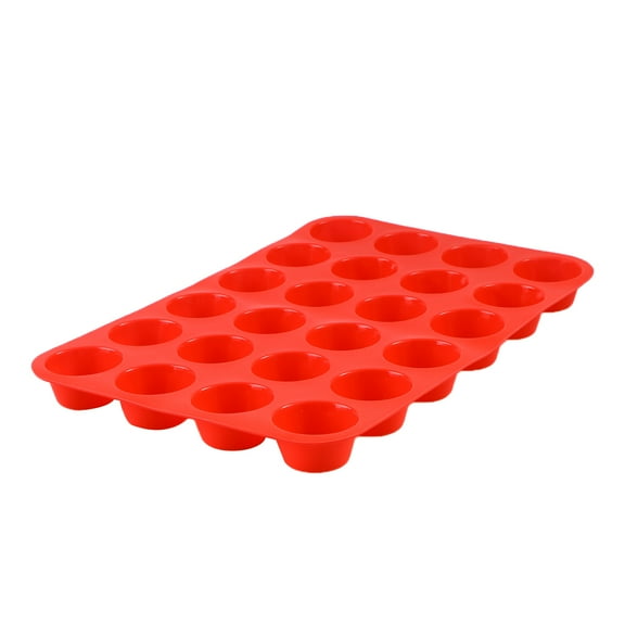 Raindrops Silicone Cupcake Pan with 24 Cups for Cake Making Tasteless NonToxic Red
