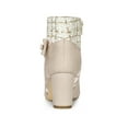 thumbnail image 2 of BLISSFUL STEP Women's Pointed Toe Plaid Block Heels Ankle Boots Beige 7, 2 of 7