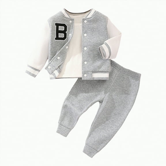 Baby Boy Outfit Girl Spring Fall Color Block Long Sleeve Elastic Waist 3M 6M 12M 18M Everyday Set 2 Pcs
