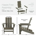 thumbnail image 2 of DuroGreen Aria Adirondack Chairs Made with All-Weather Tangent Sustainable Lumber, Set of 2, Oversized, High End Patio Furniture for Porch, Lawn, Deck, Fire Pit, No Maintenance, Coastal Gray, 2 of 5